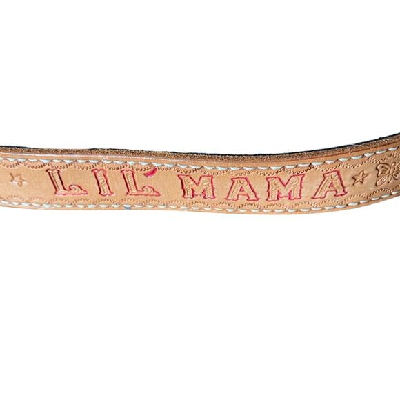Vintage Tan Leather Stamped Belt Lil Mama Pops Tim Floral size XL - Picture 6 of 8